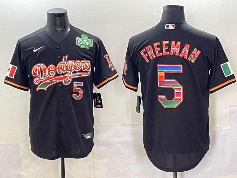 Men 2025 Los Angeles Dodgers 5 Freeman Black Nike MLB Jersey style 004